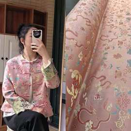 鲤鱼跃龙门真丝宋锦面料新中式国风系列马甲上衣外套桑蚕丝布料