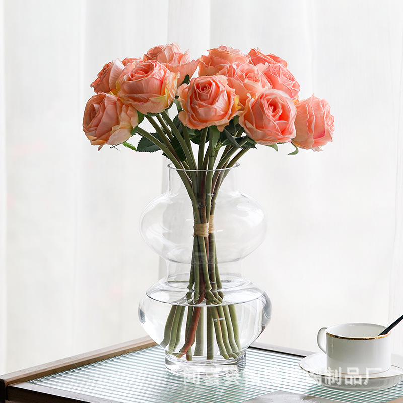 Nordic simple Gran Luz de alta apariencia florero de vidrio de lujo sala de estar arreglo de flores hidropónico casa decoración del piso adornos