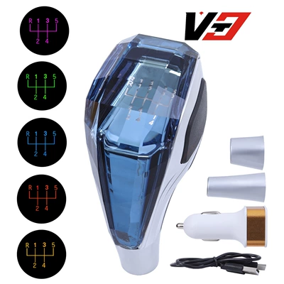 Hot-Selling Foreign Trade Car Modification Luminous Crystal Gear Shift Knob for Toyota and Mitsubishi, Auto Parts and Accessories (Cab and accessories) - blue-crystal-glow-r12345