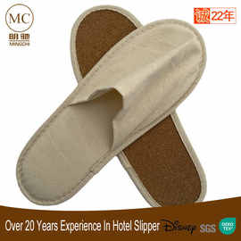 新款全棉布可降解软木底宾馆酒店一次性拖鞋酒店专用植物纤维拖鞋