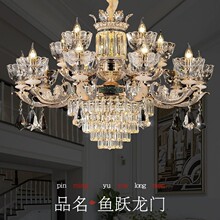 欧式锌合金水晶吊灯玉石蜡烛灯客厅餐厅复式楼灯工程别墅大灯具