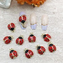 合金滴油七星瓢虫动物美甲饰品DIY可爱昆虫手机链配件装饰指甲钻
