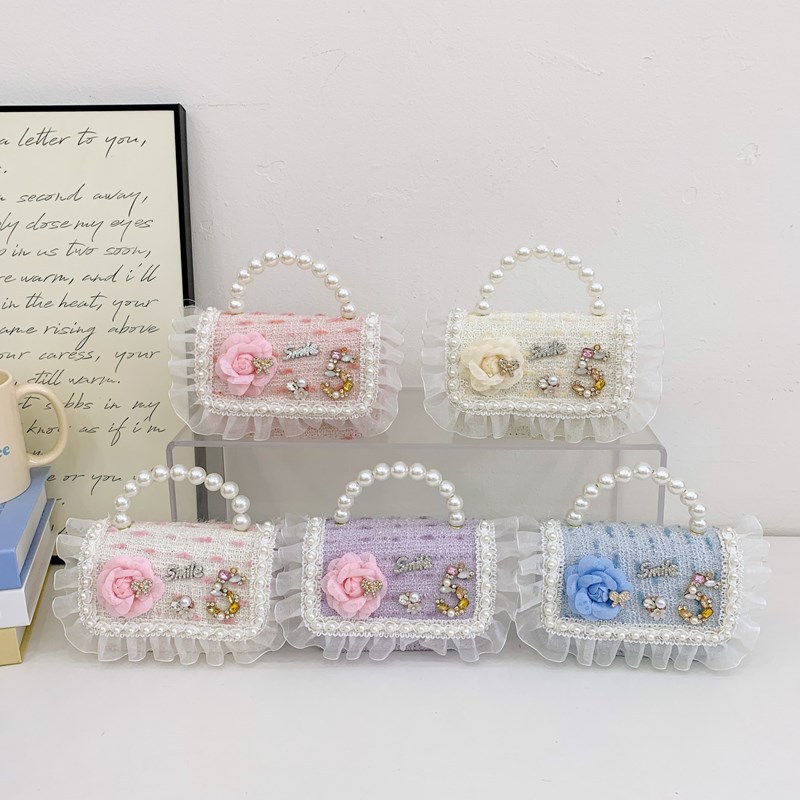 New Style Chanel-Style Coin Purse, Trendy Princess Bag, Floral Beaded Handbag, Girls' Chain Shoulder Crossbody Bag