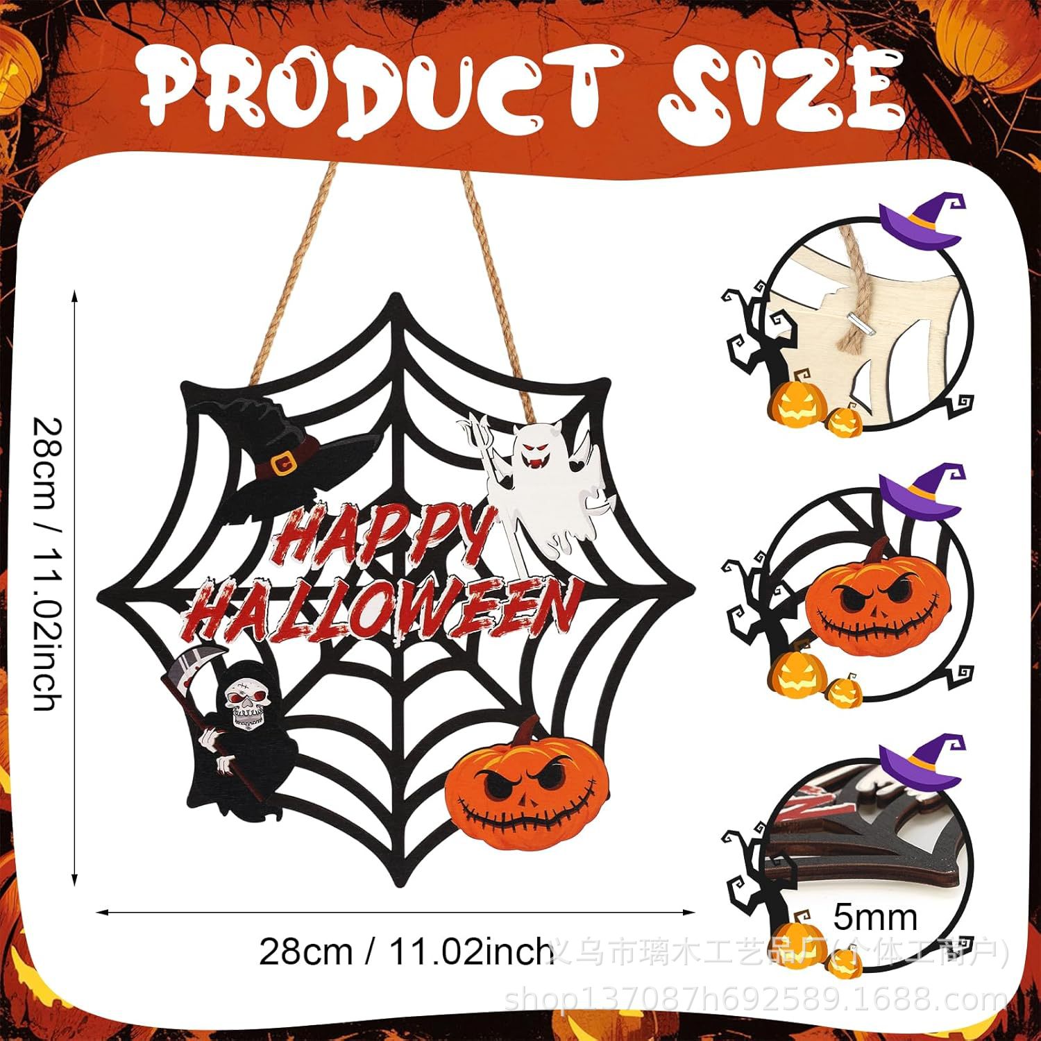 Nuevos productos transfronterizos de madera Halloween decoración de la atmósfera de la fiesta del hogar cabeza de ratón colgante decoración del patio vestíbulo