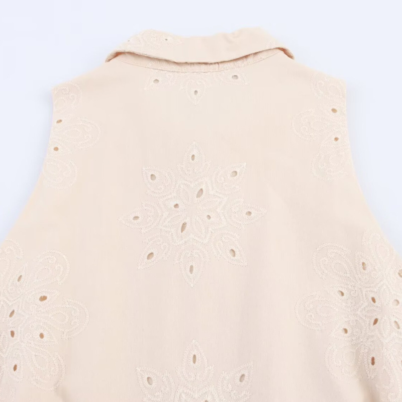 PB&ZA レディース 2025 夏の新しい気質通勤ノースリーブ中空刺繍ショートドレス 1971058|undefined