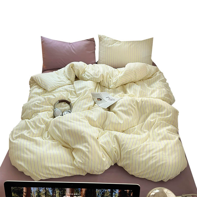 Японский комплект постельного белья, 3–4 предмета (1,2–2,0 м), полоски и цветы, лёгкий 1,2 кг