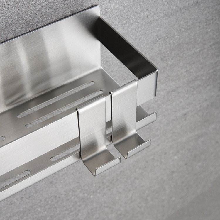 Estante de pared transfronterizo Estante de baño sin perforación 304 Estante de almacenamiento y acabado de ducha de baño de acero inoxidable