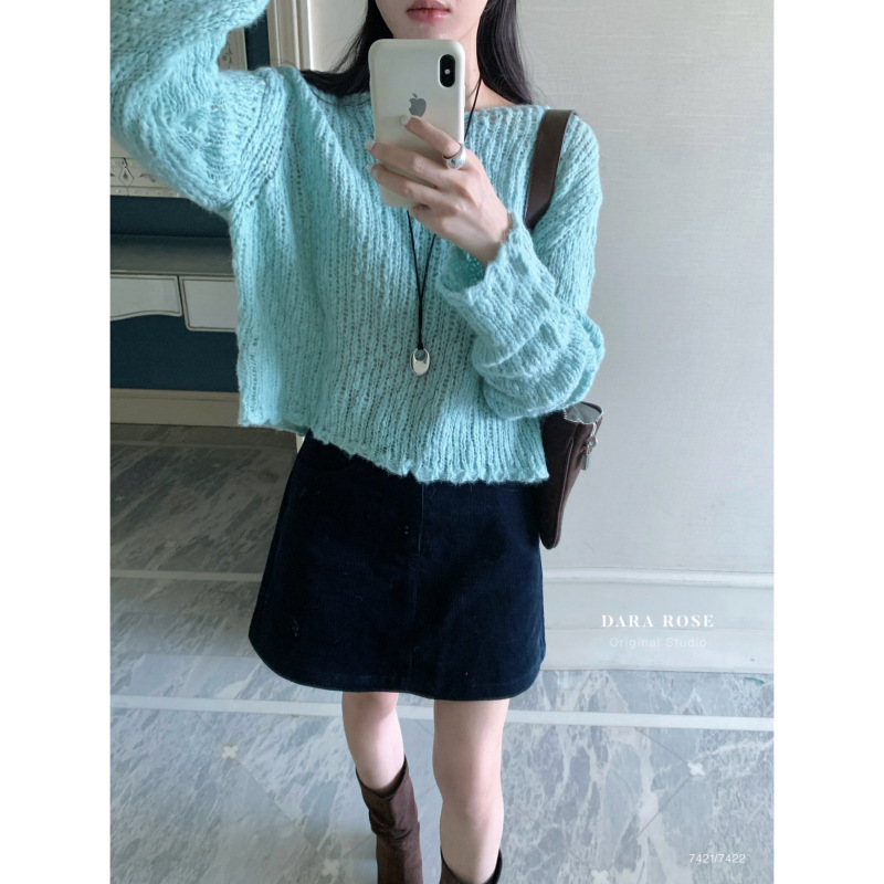 DARA ROSE-糯圆领针织毛衣甜美显瘦百搭长袖毛衣(30)S7421|undefined