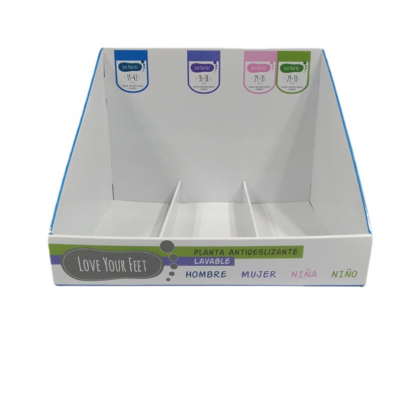 袜子展示盒印刷厂家可小批量批发PDQ展示盒日用品纸展示盒