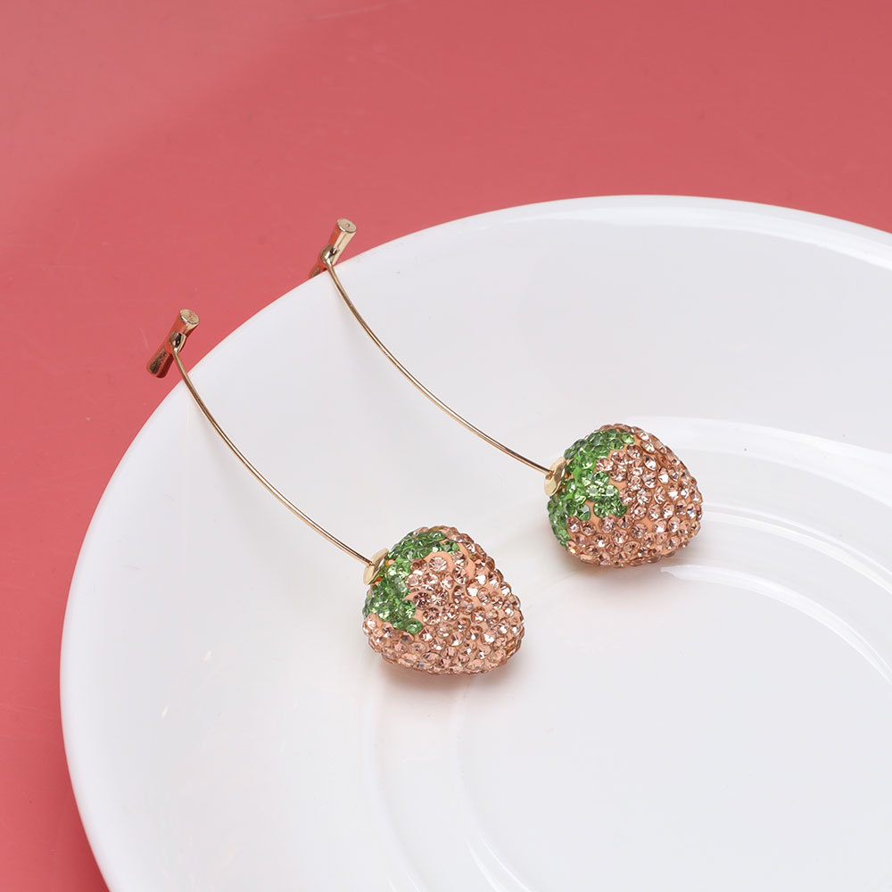 12g Weight Alloy Ear Needle Material Ear Studs Classification 1 Pair Quantity Holiday, Tea Party Occasion Zinc alloy Material Strawberry Pattern All Seasons Season Women's Gender Plating Design Sweet, Simple Style Style 1 Pair Sweet Simple Style Strawberry Plating Zinc Alloy Ear Studs 24