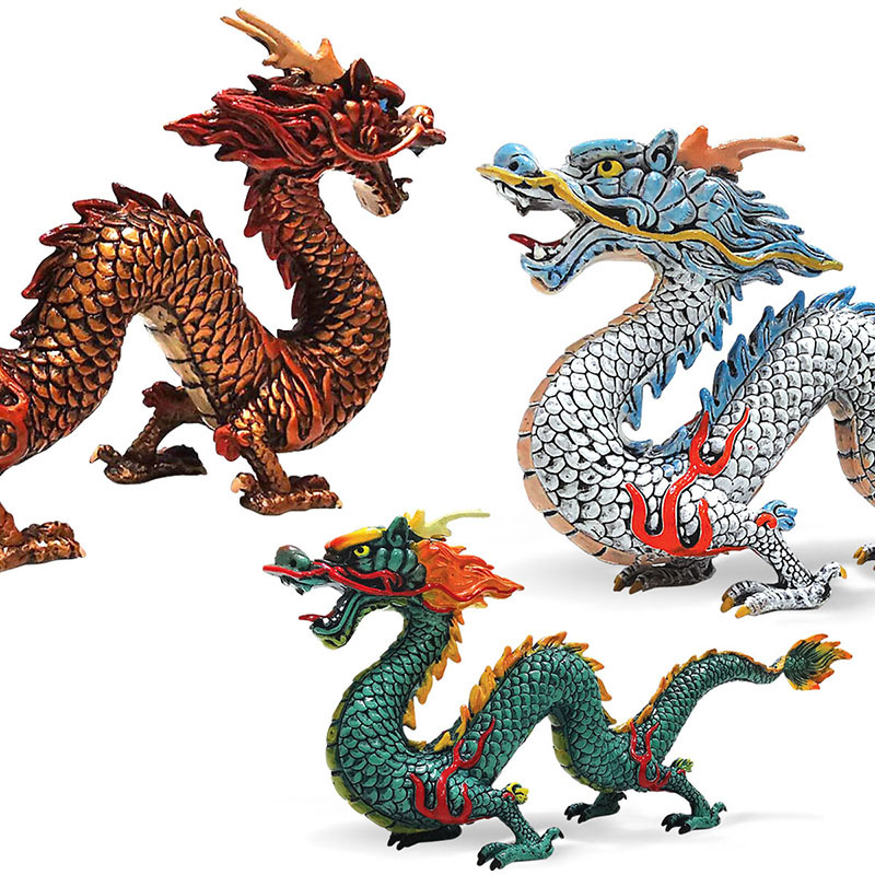Nueva simulación transfronteriza antiguos mitos y leyendas chinos Dragón azul Dragón dorado Dragón azul Dragón de plata modelo de decoración grande