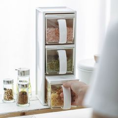 日本asvel調味料缶塩糖味の素調味料箱キッチン一体三格大調味料箱セット