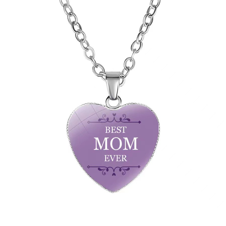 Joyas transfronterizas amor de mamá colgante en forma de corazón coreano simple regalo de vacaciones moda collar universal mujer image 12