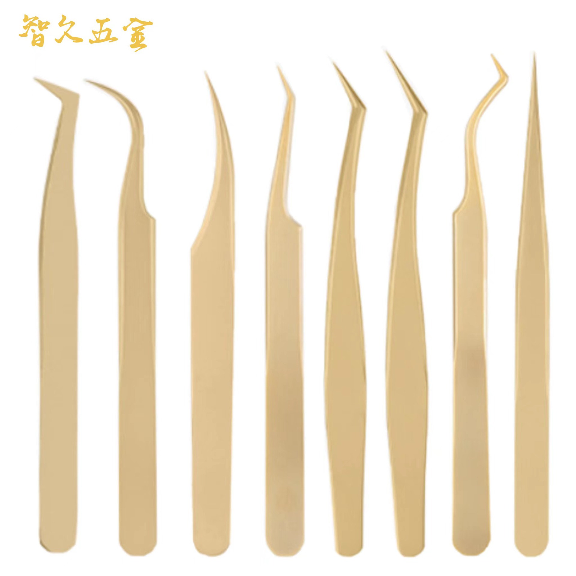厂家直供嫁接睫毛工具高精度美睫师专用夹子种睫毛金羽夹开花镊子