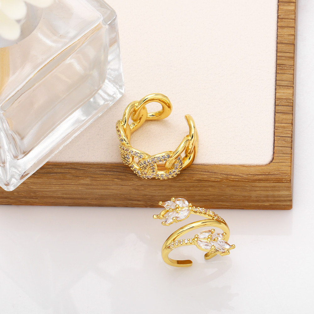 Fashion new retro zircon open copper ring