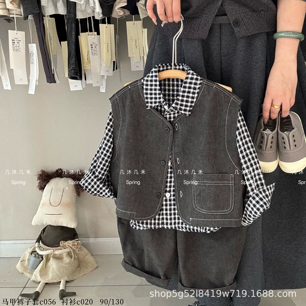 Denim black vest 056-2