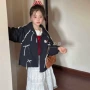 儿童藏青秋装蝴蝶结童装