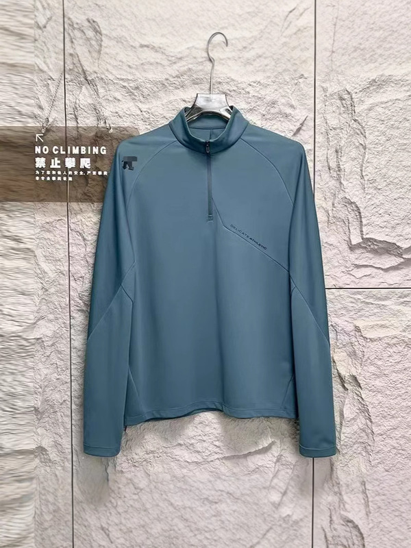 迪家男士纯色长袖立领卫衣户外速干衣运动T恤半拉链健身服印制log|undefined