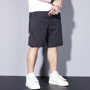 Plus Size Men's Summer Drawstring Oversized Denim Shorts, Loose Thin New Style Five-Point Pants, Ice Silk Season Cool Sensation
