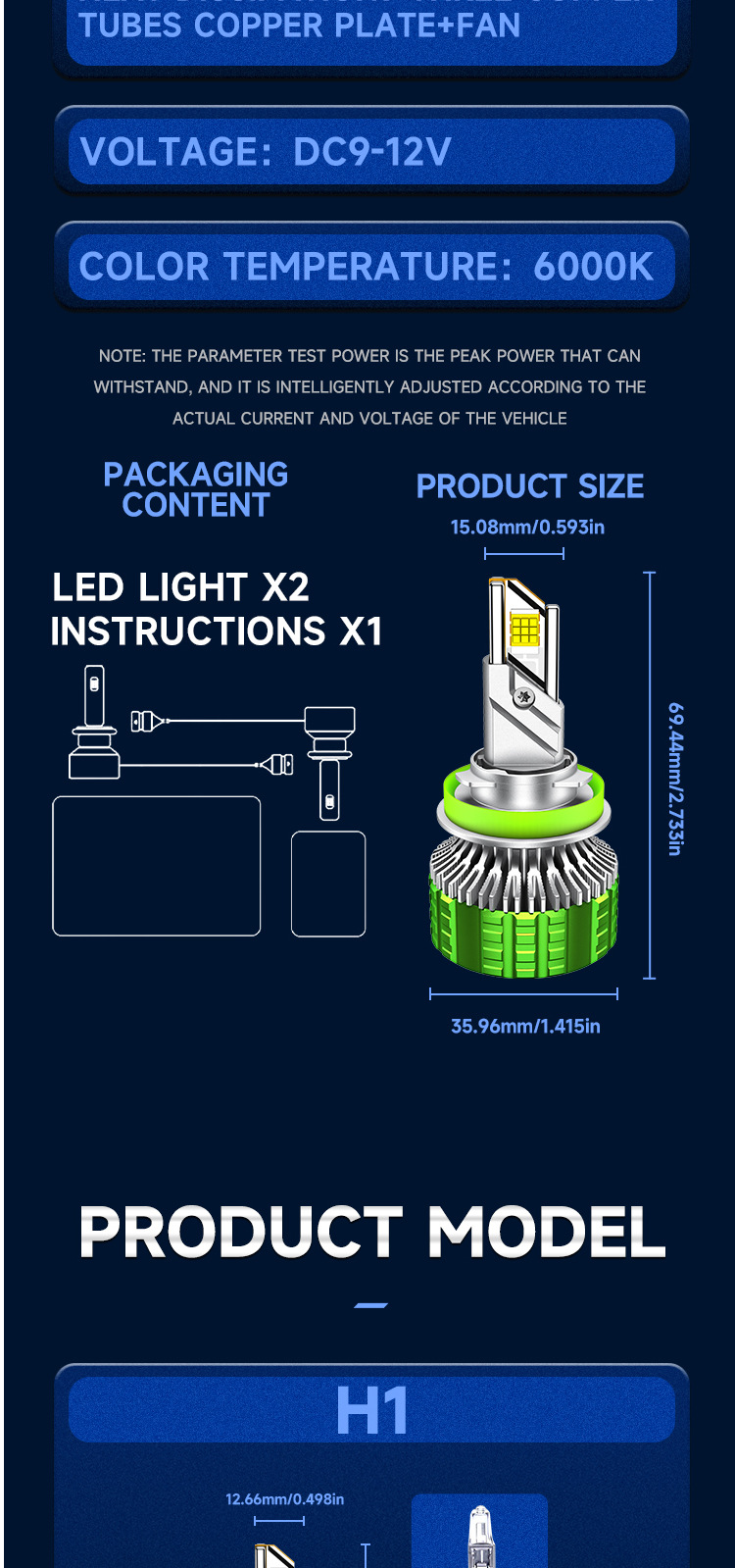 190W high-power cross-border e-commerce best-selling car LED headlight H7 headlamp H1 integrated high and low beam H4 car light H11