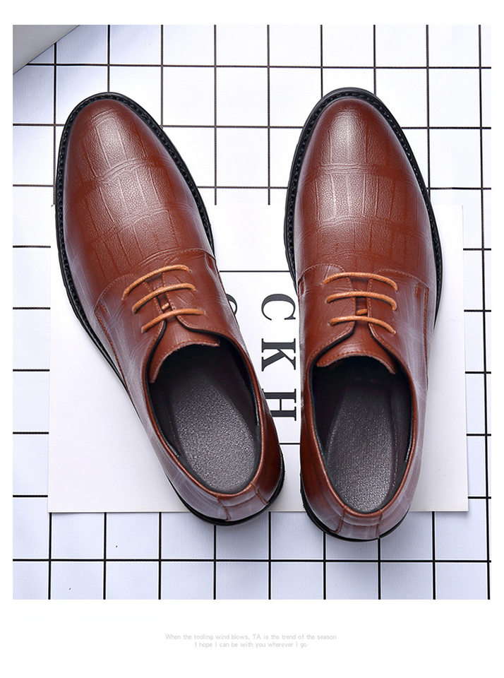 Giày da nam công sở da bò hai lớp, tăng chiều cao 3 cm, dây buộc phía trước — Màu nâu 3993, Màu đen 3993 chi tiết 20