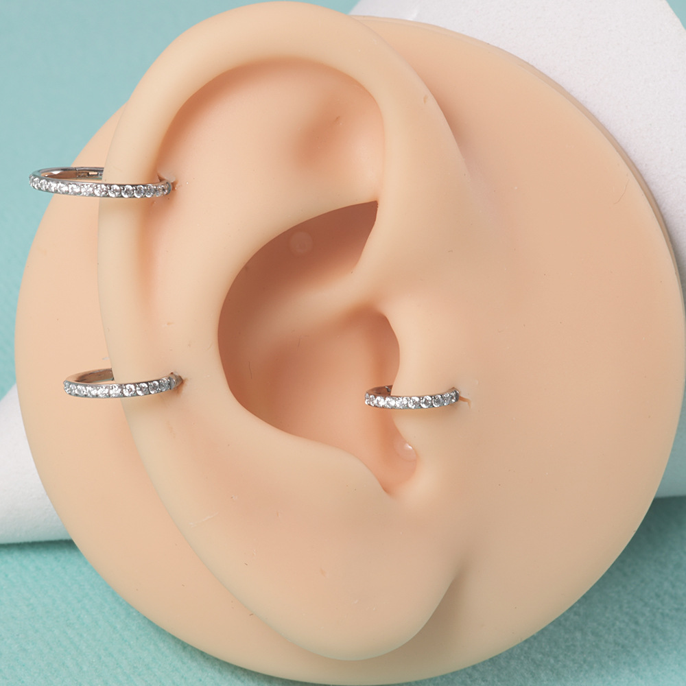 Simple Style Round Titanium Alloy Inlay Zircon Nose Ring 1 Piece