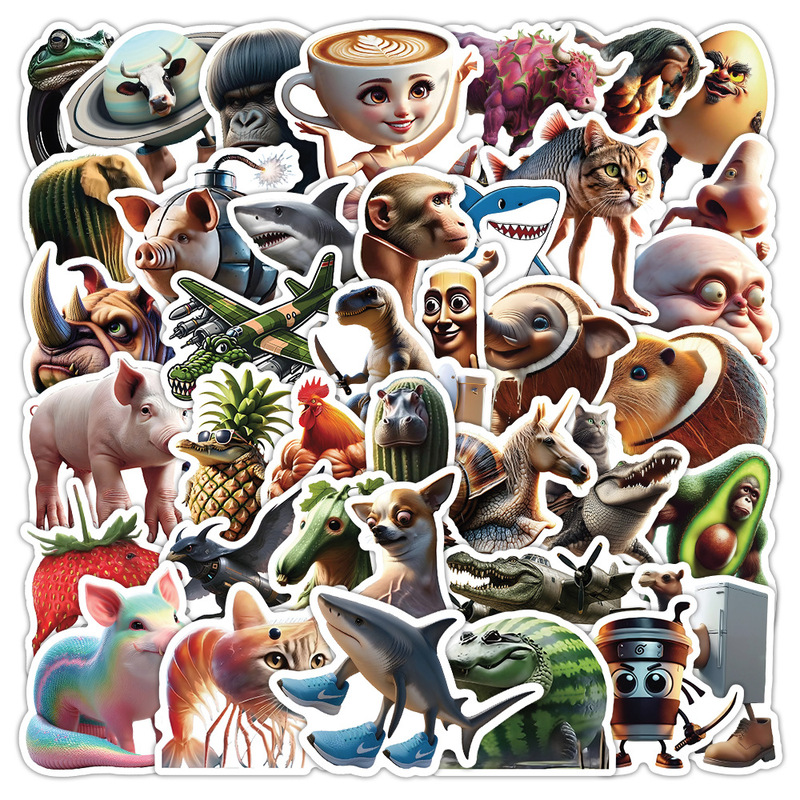 50 new Shanhaijing alien myth monster graffiti stickers cartoon funny decoration notebook water cup stickers
