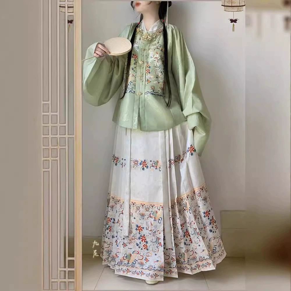 Одежда Хуа Чаоцзи [Бай Зе] Ming Hanfu женская жаккардовый воротник