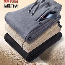 男士加绒裤子男加厚运动长裤秋冬季保暖羊羔绒春秋宽松大码休闲裤