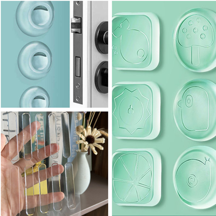 加厚硅胶防撞垫透明防磕碰保护锁家用防撞墙贴硅胶垫PU垫可重复