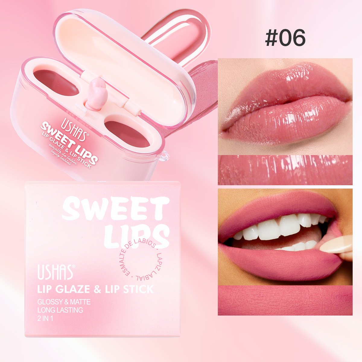 Rubor USHAS, éxito de ventas en Amazon, resistente al agua y de larga duración, UC104, rubor para auriculares con embalaje