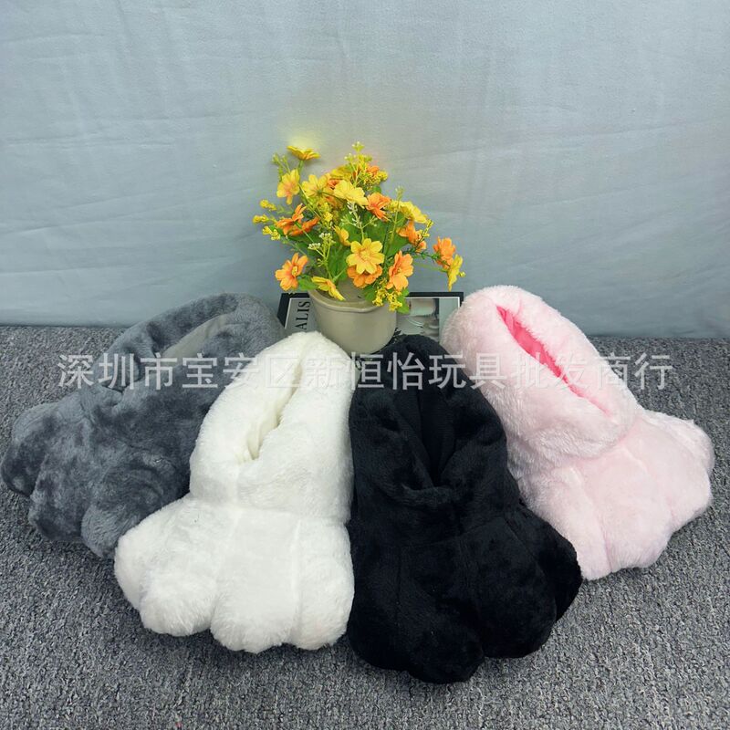 Ins Girly Multi-Color Rabbit Paw Plush Slippers Winter Indoor Couple Thickened Warm Cotton Rabbit Paw Style Ins Girly Multi-Color Rabbit Paw Plush Slippers Winter Indoor Couple Thickened Warm Cotton Rabbit Paw Style