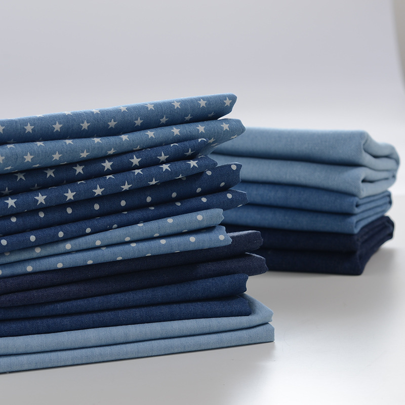 Fabric Cotton Denim Cotton Pants Clothing Fabric Environmentally Friendly Bag Thin Sand Washable Blue Washed Denim