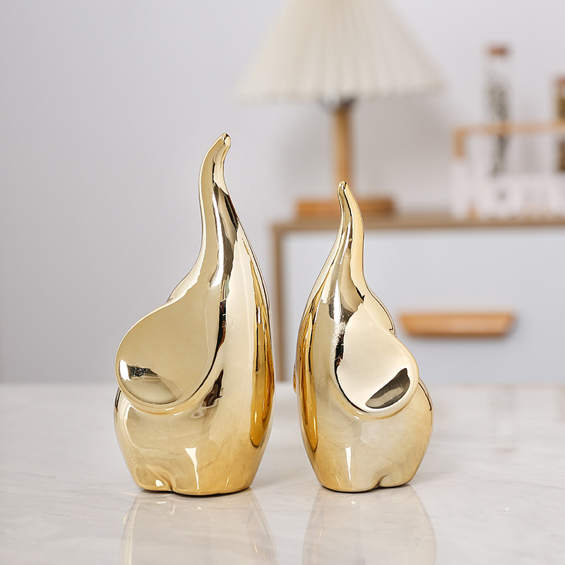 白瓷创意大象摆件轻奢陶瓷客厅装饰吉祥乔迁婚庆开业礼物厂供