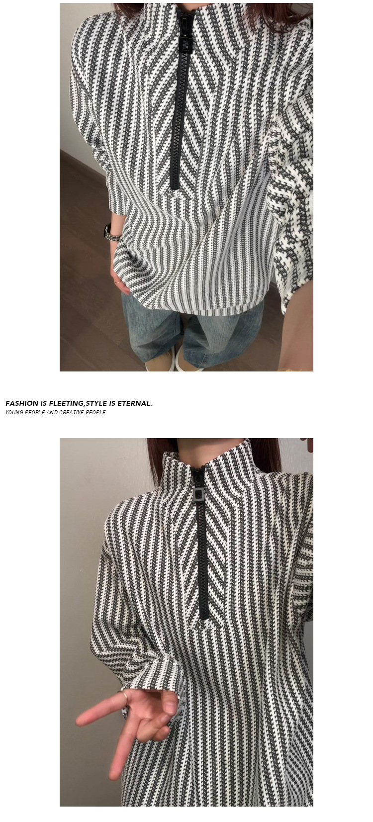 Cleanfit Half-zip Stand-up Collar Herringbone Pattern Sweatshirt For Men And Women, Spring Style, -inspired_voghion.com