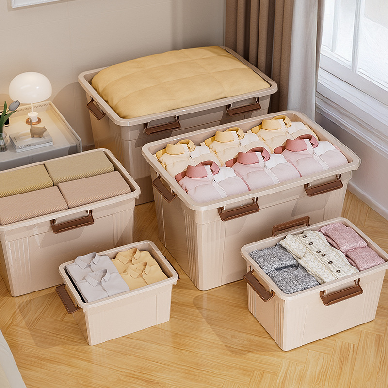 Caja de almacenamiento extra grande con cubierta con ruedas a prueba de polvo caja de almacenamiento doméstica armario de ropa de dormitorio armario de juguetes