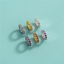 S925纯银电镀精工锆石配件彩钻垫片车轮珠DIY水晶珍珠手链隔珠