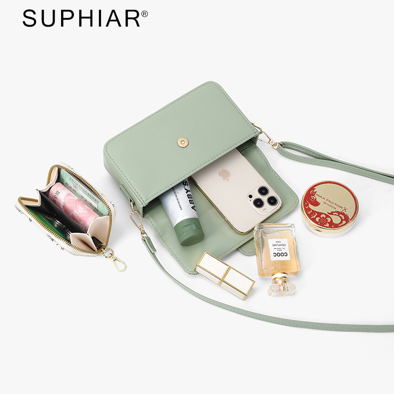 Bolso de teléfono móvil transfronterizo nueva moda femenina señoras de un solo hombro bolso de teléfono móvil monedero mini pu mensajero bolso de teléfono móvil