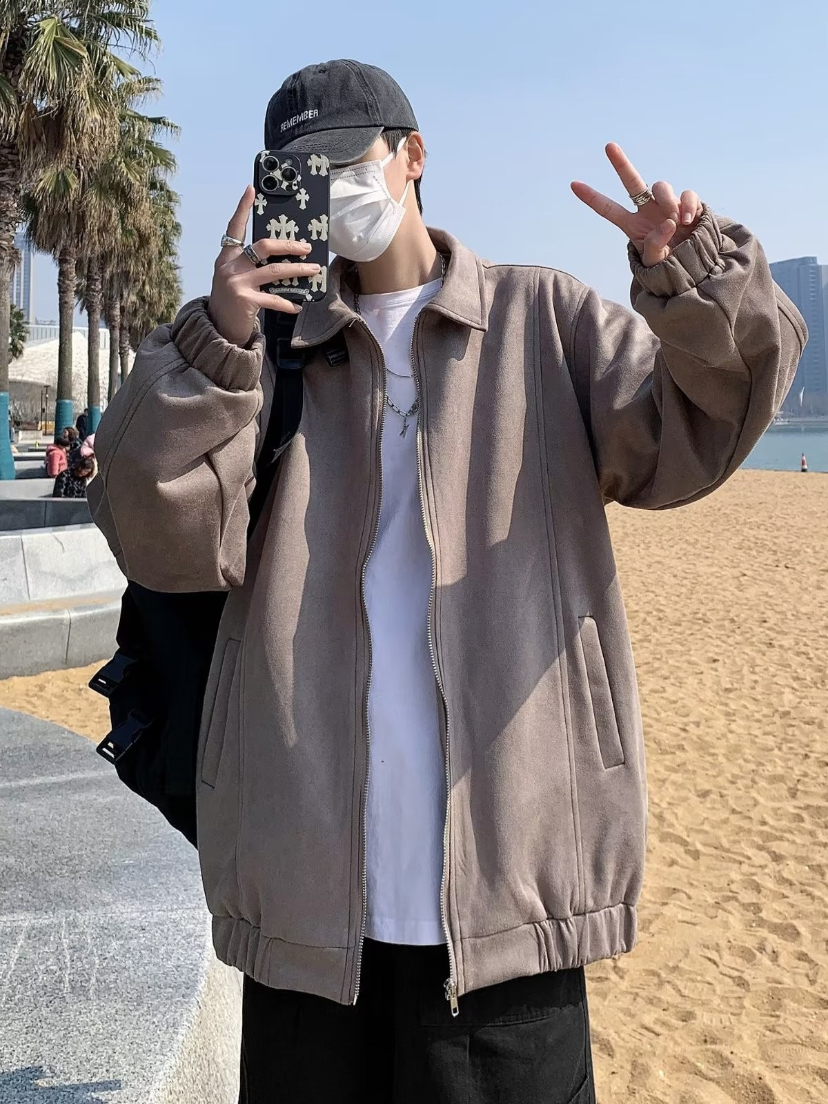 Camisa retro guapa de manga larga para hombre Chaqueta de pana suelta coreana de otoño Estilo de Hong Kong ins Camisa salvaje japonesa