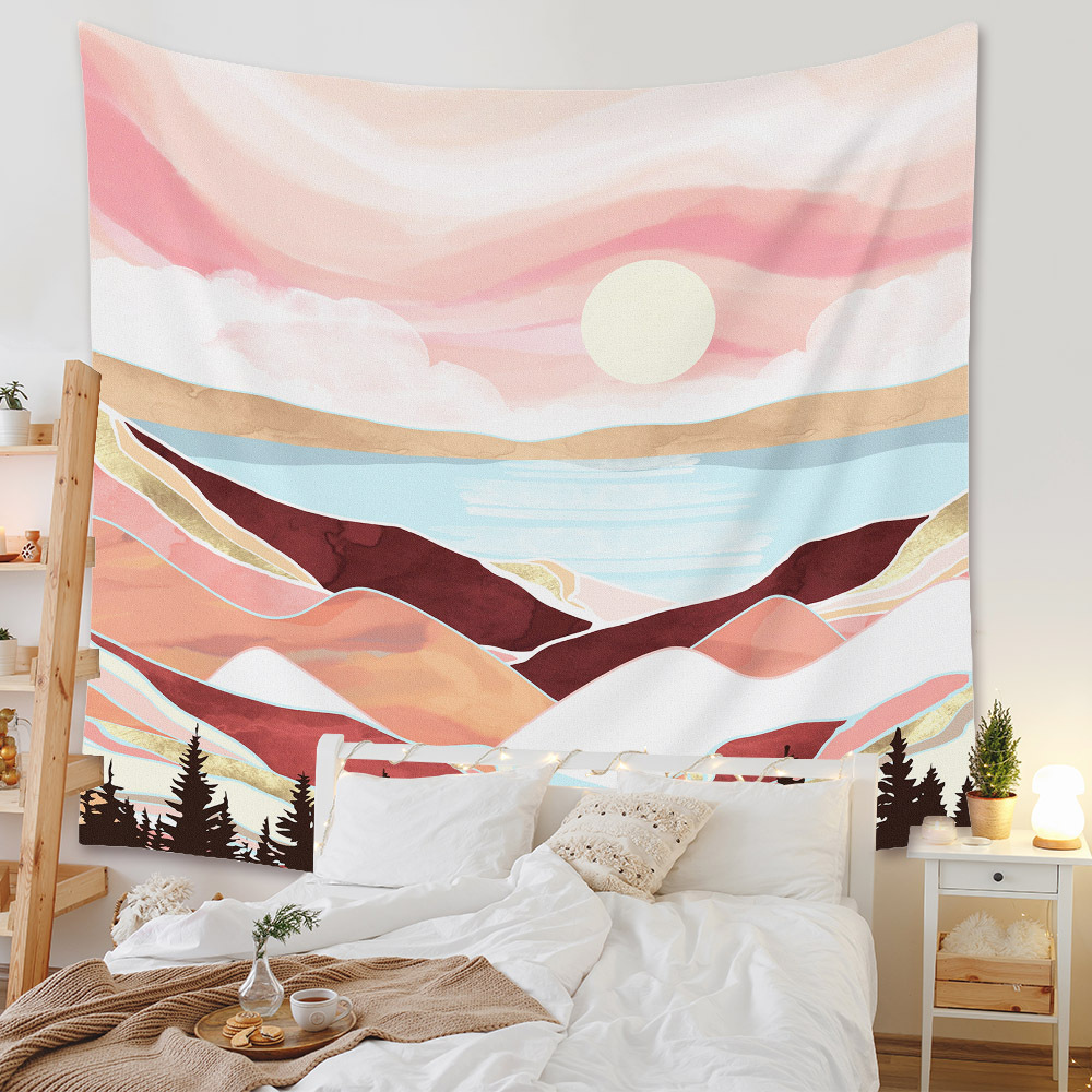 Bohemian Moon Mountain Painting Wall Cloth Decoration Tapestry Wholesale Nihaojewelry display picture 69