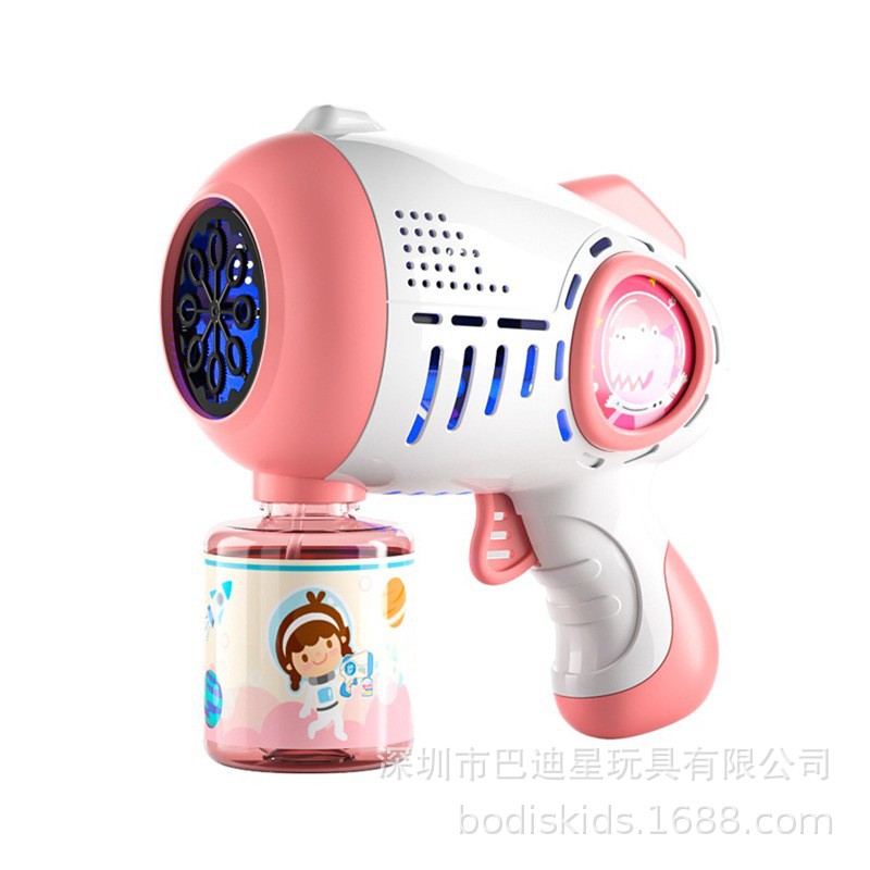 Tiktok Red máquina de burbujas roja eléctrica automática Gatlin pistola de burbujas Cámara Parque puesto de juguete para niños al por mayor