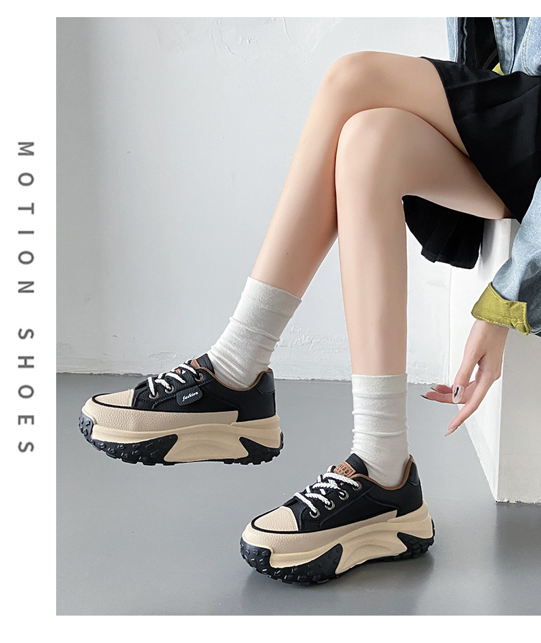 Version coréenne des chaussures de papa pour le printemps et l'automne 2024, nouvelles chaussures de tir de rue décontractées pour étudiants Instagram, chaussures hautes à semelles épaisses pour femmes_voghion.com