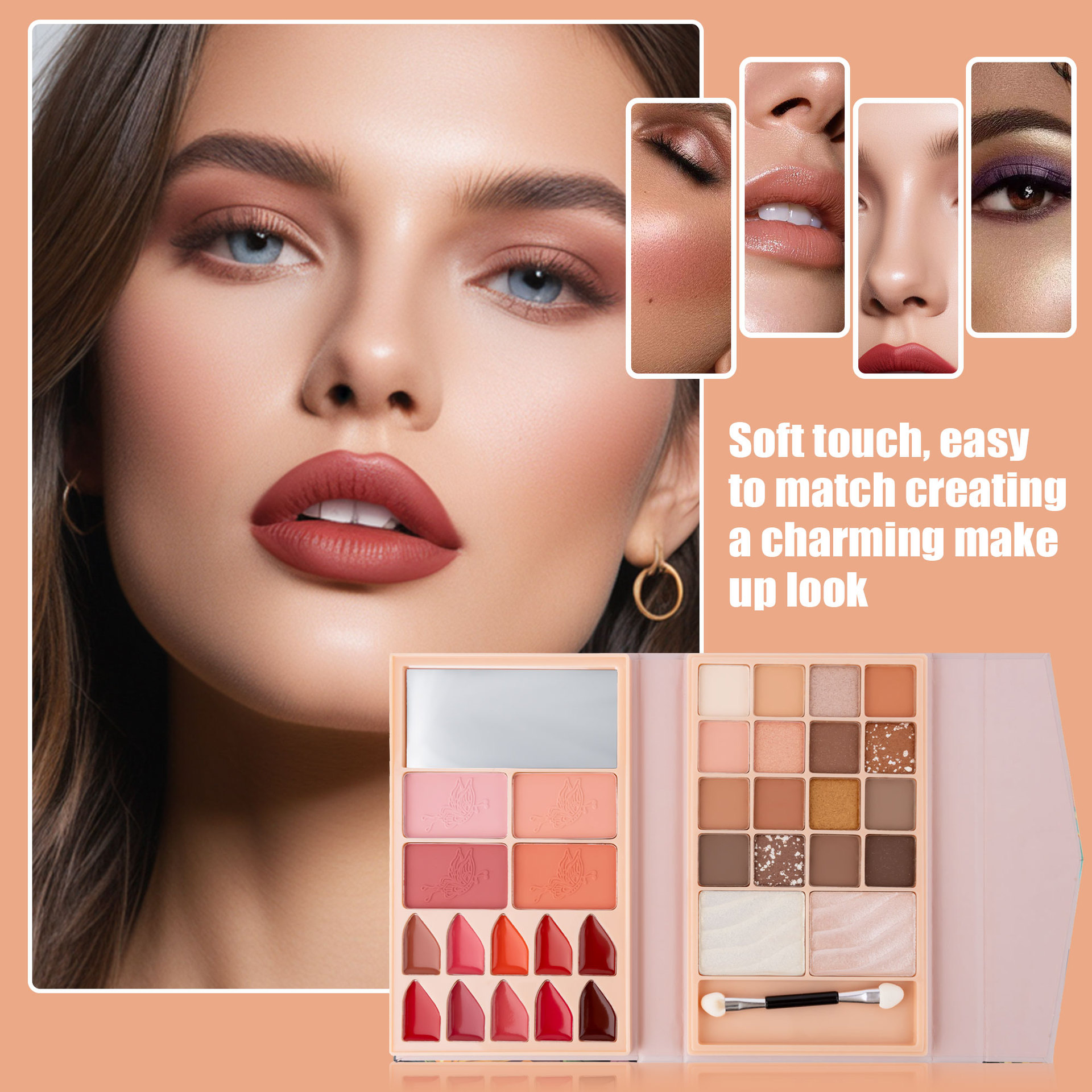 Cross-border bestseller multi-functional all-in-one makeup palette, matte pearlescent eyeshadow, lipstick, blush, contour and highlight all-in-one beauty makeup undefined