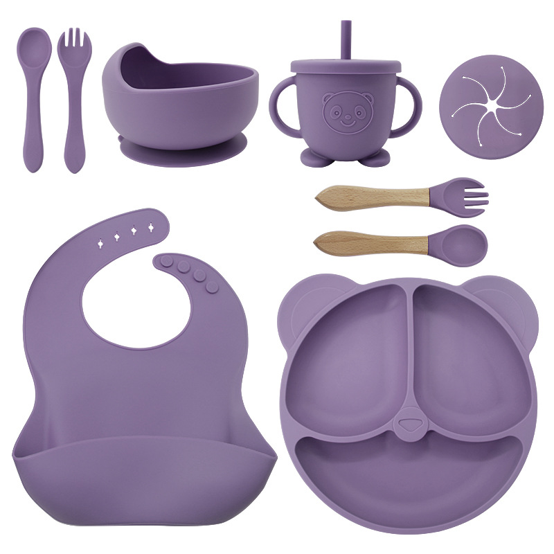 Juego de vajilla de mesa de silicona de panda rojo