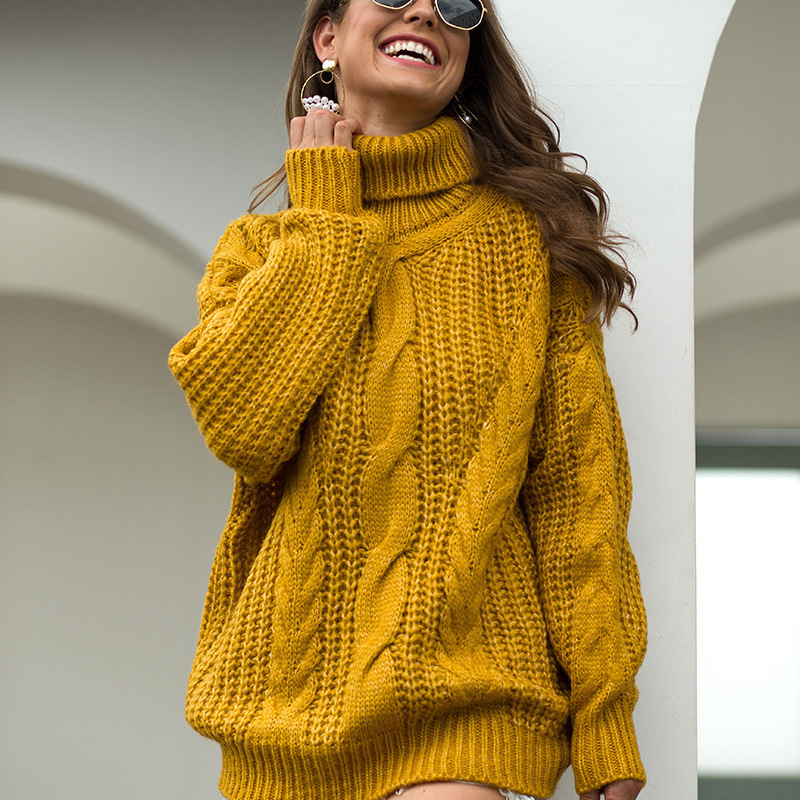 Suéter de punto estilo universitario para mujer, otoño-invierno 2026, el suéter de cuello alto de punto grueso más vendido en Amazon para mujer.