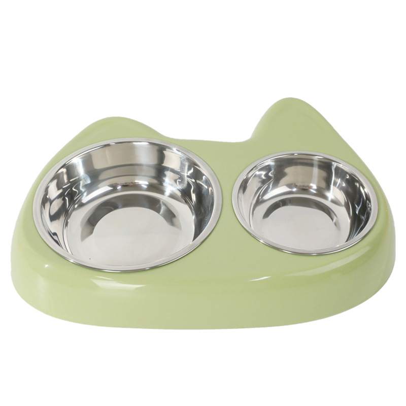 Tazón de acero inoxidable para gatos, base de plástico, diámetro grande y pequeño, antideslizante, gatito, peluche, lavabo de acero inoxidable, utensilios de comida para mascotas