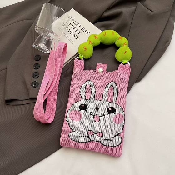 New Kapibala Knitted Mobile Phone Bag Fashion All-match Cartoon Cute Shoulder Bag Hand Crossbody Bag