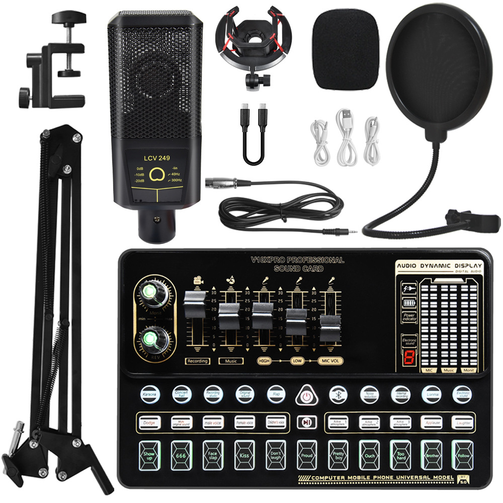 Tarjeta de sonido en vivo micrófono traje teléfono móvil computadora universal karaoke artefacto tarjeta de sonido transmisión en vivo equipo dedicado transfronterizo