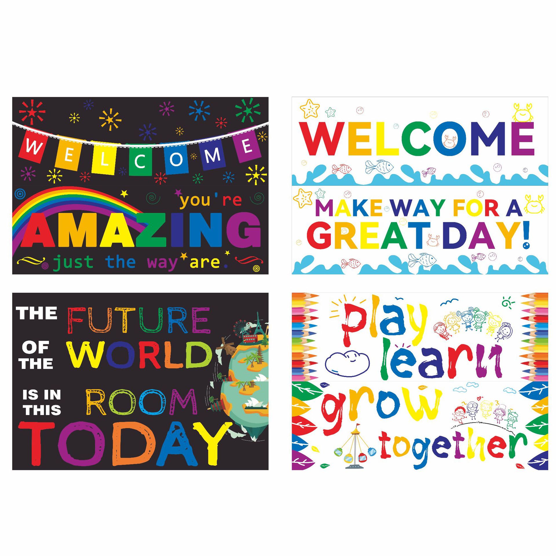 教室装饰 - 教师欢迎横幅和激励海报 - 适用于学前班、小学和中学