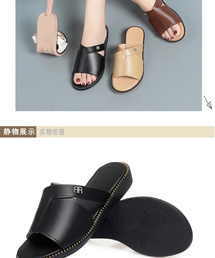 Dép sandal nữ quai chữ V đế mềm da thời trang — nâu chi tiết 16